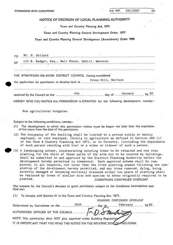 Extract of Planning Permission (Ref: S81/0987)